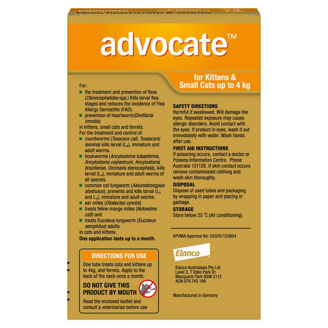Advocate Orange- Kittens and Small Cats up to 4kg