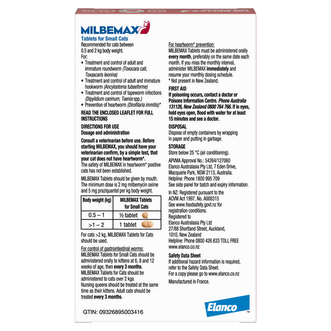 Milbemax - Small Cat 0.5-2kg