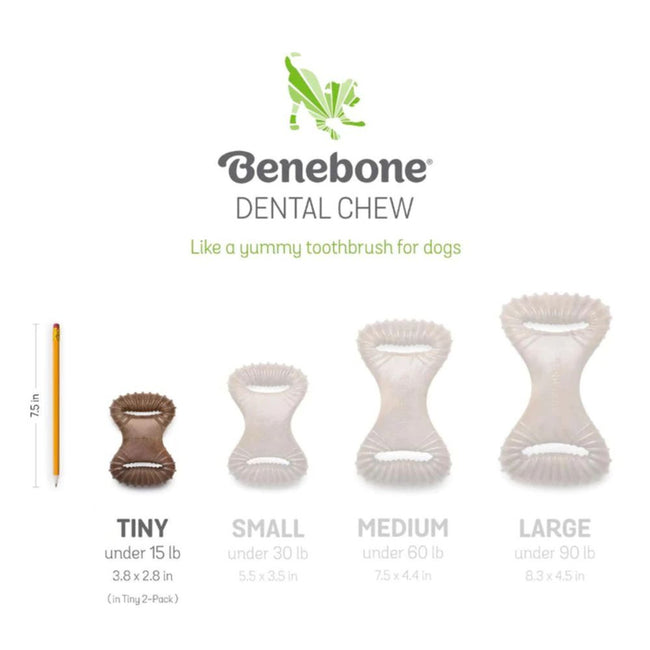Benebone Puppy 2-Pack Dental Chew/Wishbone Bacon Tiny Dog Chew Toy