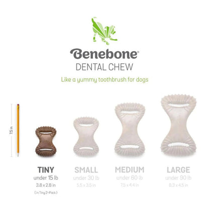 Benebone Puppy 2-Pack Dental Chew/Wishbone Bacon Tiny Dog Chew Toy
