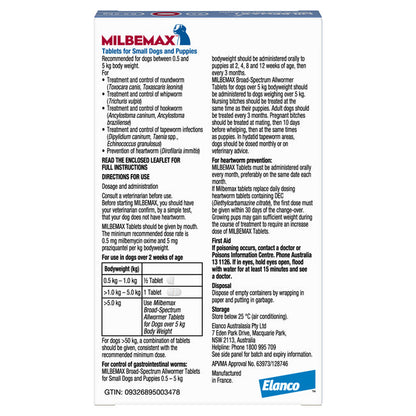 Milbemax Small Dog and Puppies - 0.5-5kg