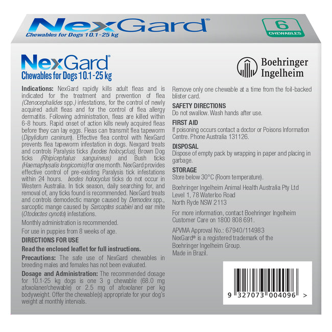 Nexgard Medium Dog 10.1-25kg
