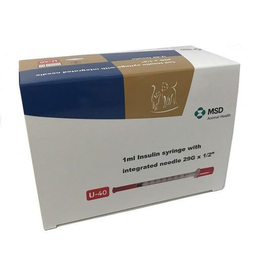 Caninsulin MSD Syringe 1mL Insulin syringe with integrated needle 29G x 1/2" (30 Pack)